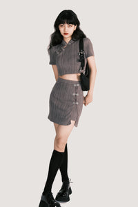 Chinese style metal cheongsam short skirt set