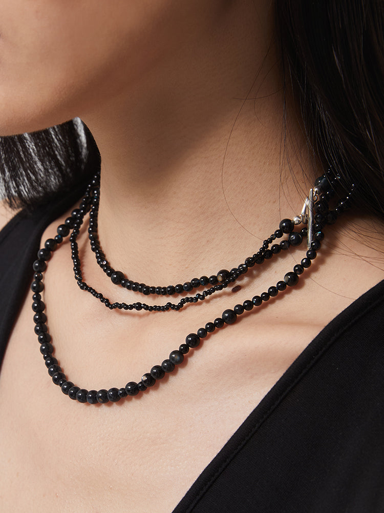 Black lip shell long necklace