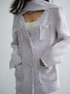 Pink Purple Chanel Style Cotton Jacket