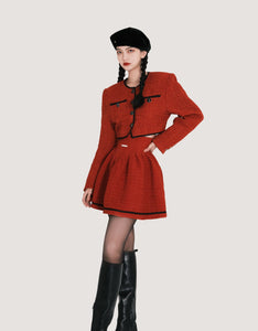 Chanel style New Year red wool skirt