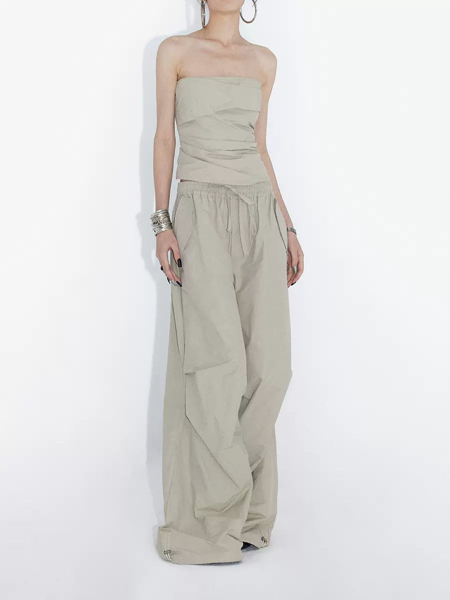 Wide Leg Cargo Parachute Pants