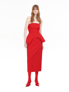 Red modern tube top light dress