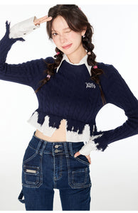 College Style Shirt with Patchwork Sweater