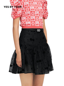 Playful Cherry Mesh Skirt