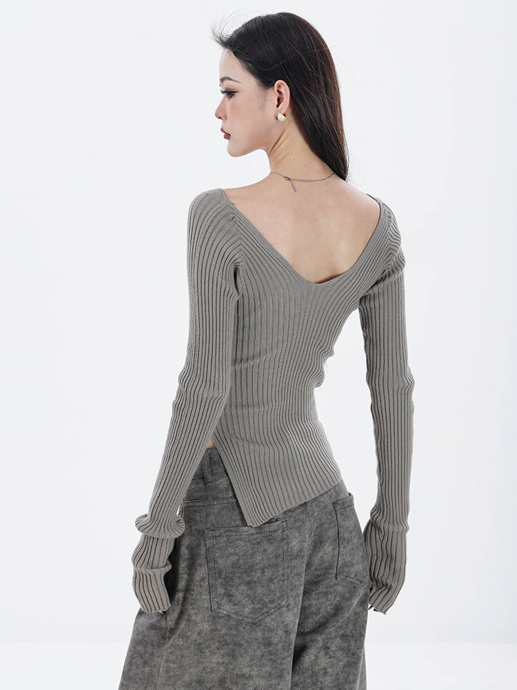 Elegant Focus - Original Autumn Off-Shoulder Knit Sweater