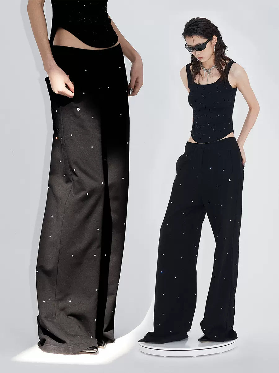 Narrow elastic waist wide leg sweatpants