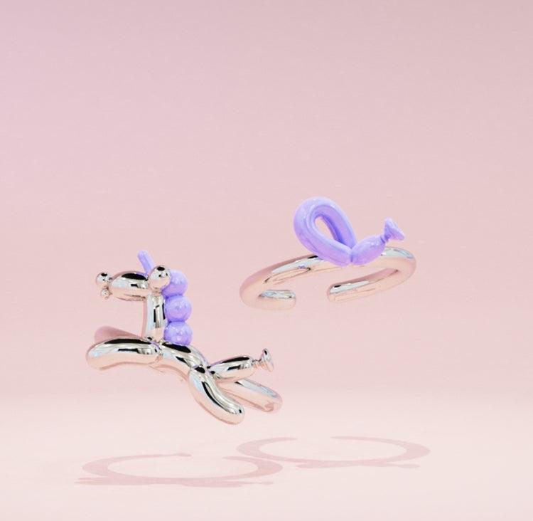 Unicorn Pony/Balloon Knot Purple Knuckle Ring