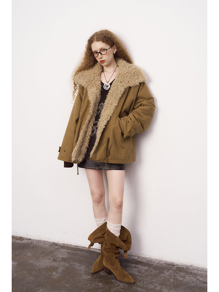 Faux Shearling Sweet Lazy Winter Style Fuzzy Coat