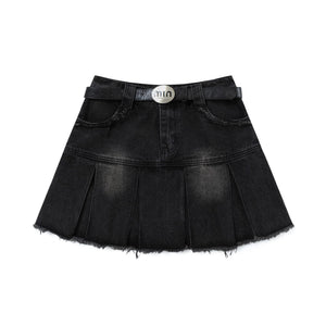 Vintage belted denim skirt