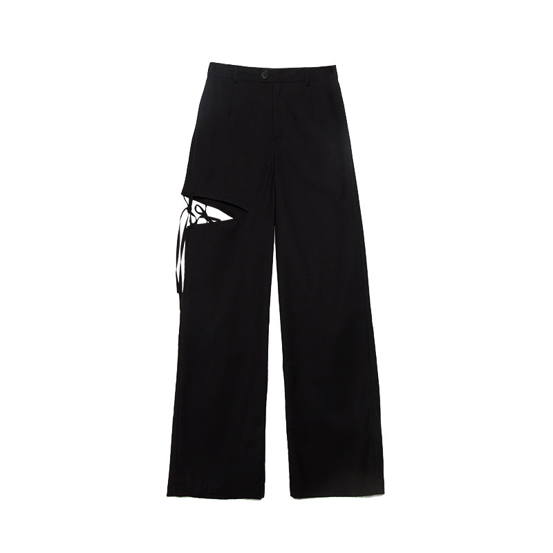 Dark Hollow Tie Wide-leg Pants