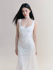 Romantic lace hollow design high-end banquet fishtail dress