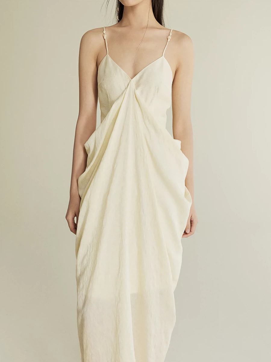 V-neck draped structure dress