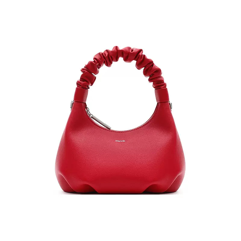 Wonton bag genuine leather pleated small handbag