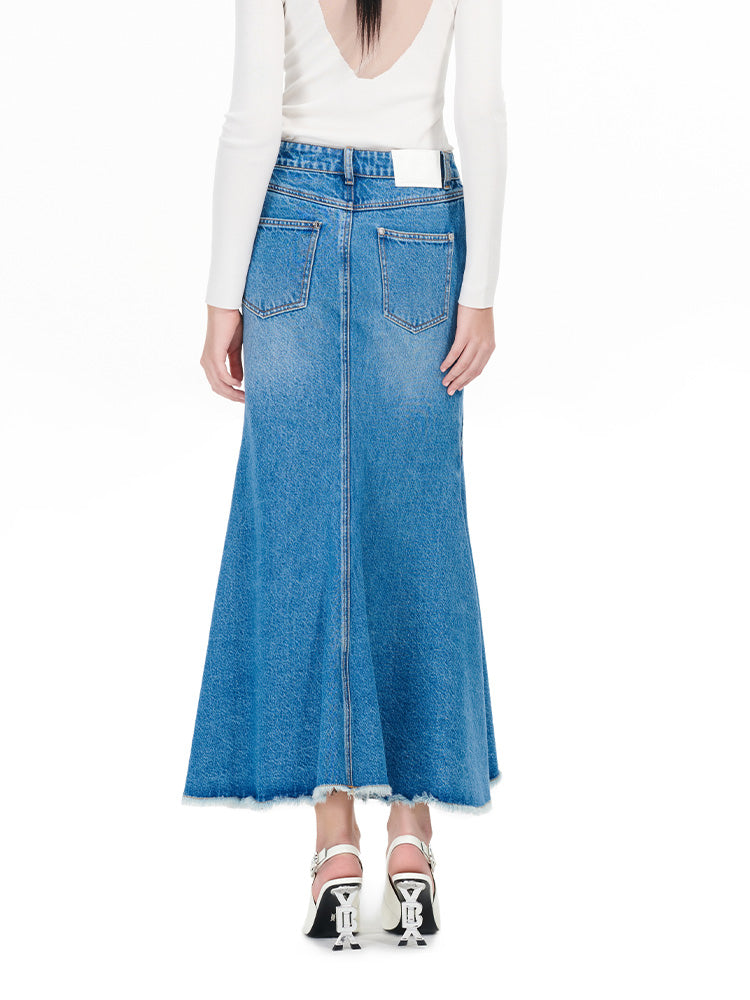 Princess Denim Fishtail Long Skirt