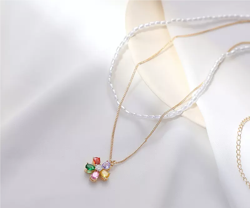 Colorful Flower Stacking Necklace