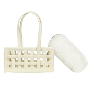 Creamy White Niche Braided Underarm Leather Bag