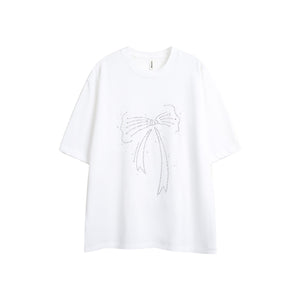 Bow Beaded Short Sleeve T-Shirt