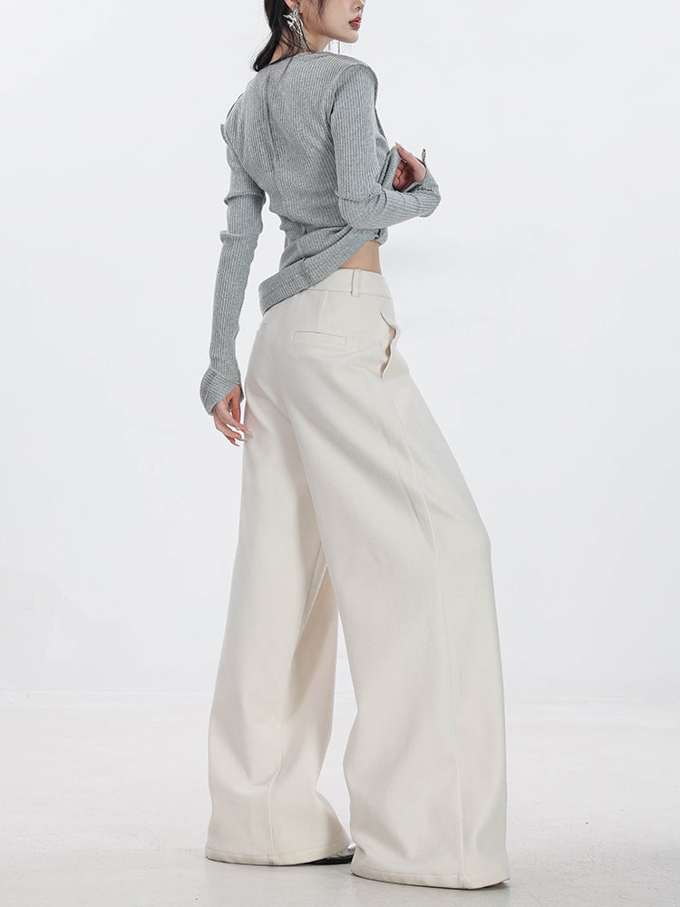 Urban Stroll - Original Draped Woolen Thickened Wide-Leg Pants