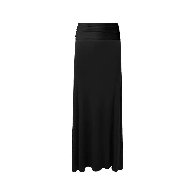 Black Pleated Drape Fishtail Skirt