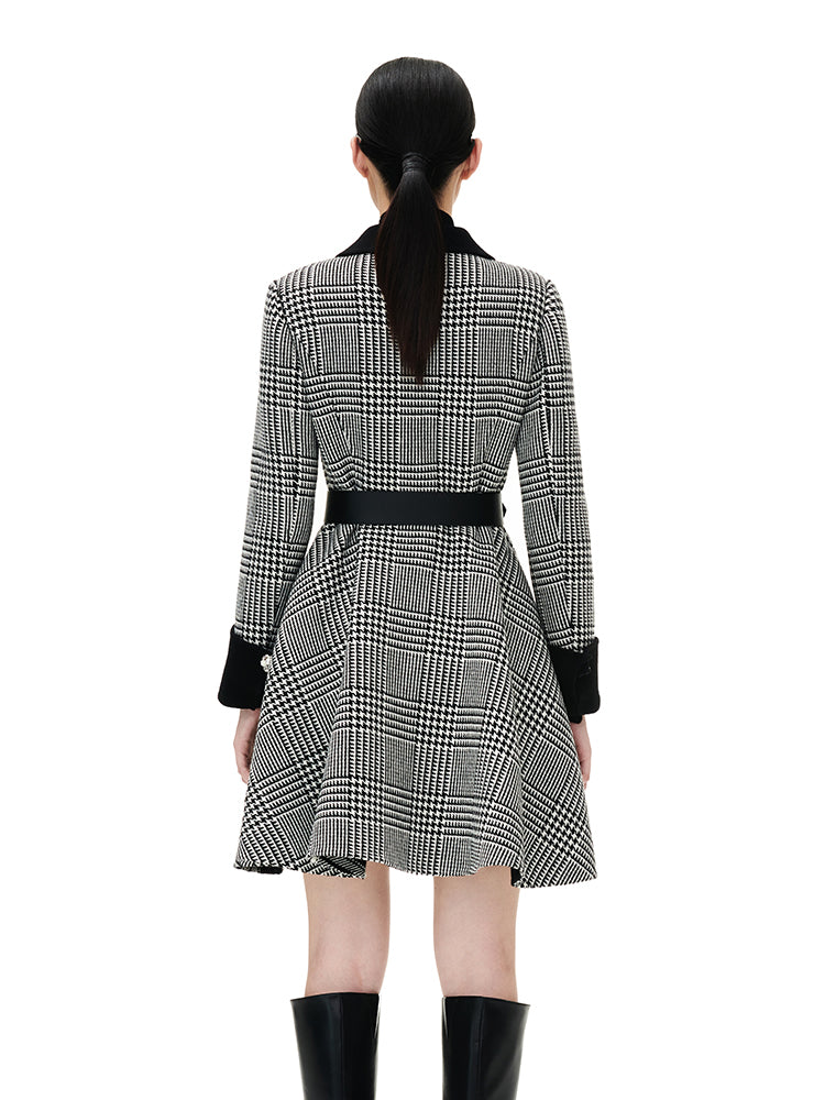 Royal Houndstooth Waist Wool Coat