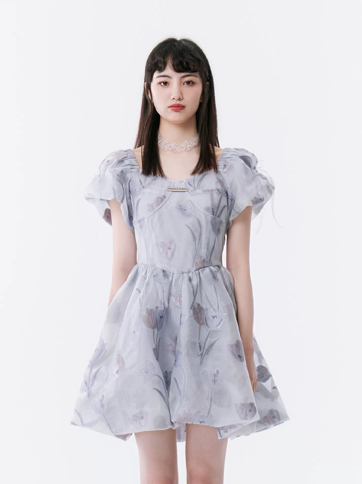 Mid-Autumn Summer Dream Rose Bud Blue-Gray Princess Dress