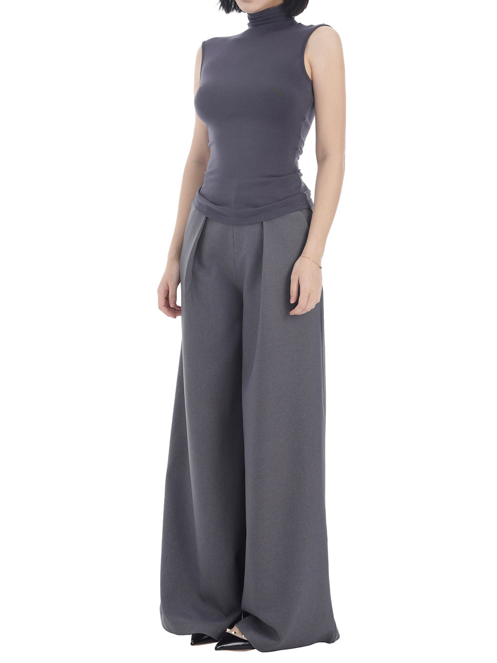 High-Waisted Loose Slimming Wide-Leg Pants