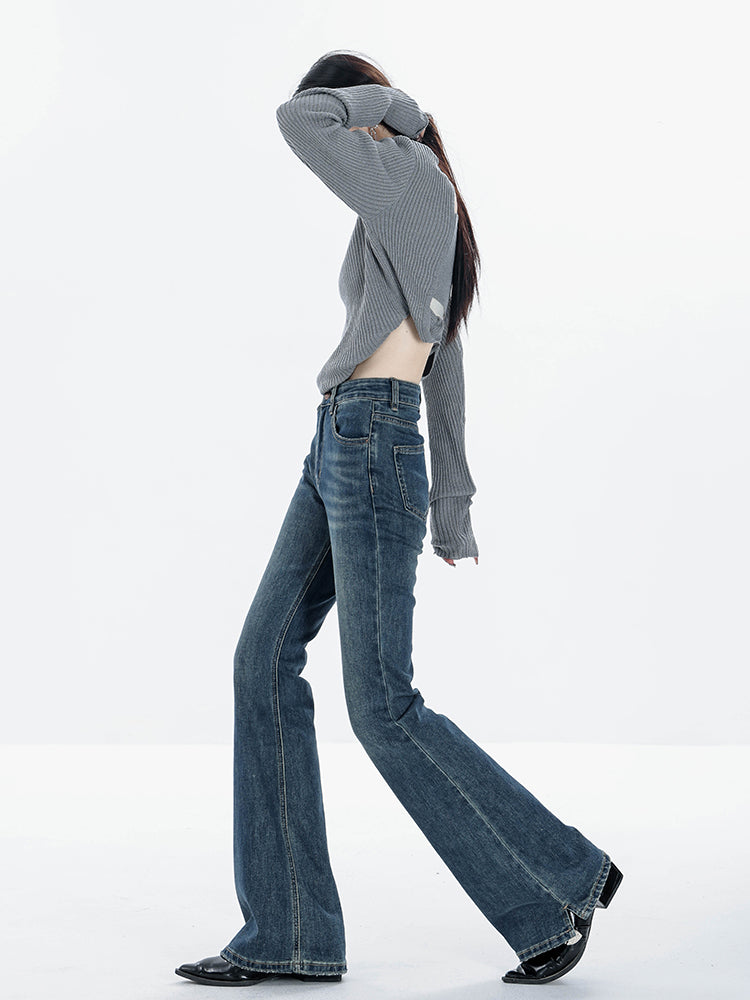 Slim-Fit Fleece-Lined Vintage Flared Jeans