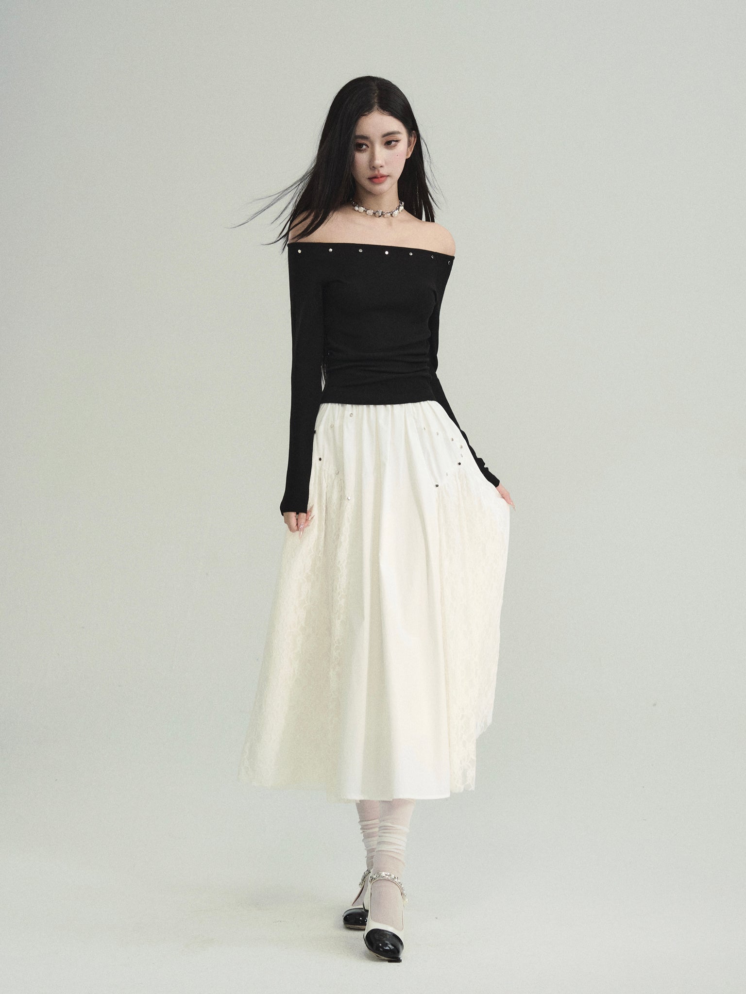 Off-shoulder Top and Skirt Set