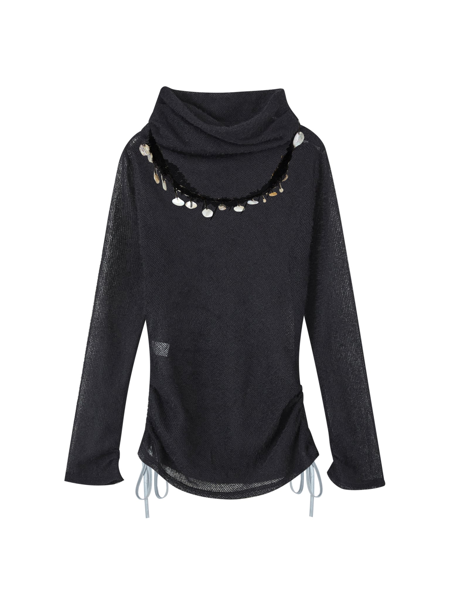 High Collar Drawstring Loose Bottoming Shirt