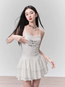 Playful Slim Fit Knitted Suspender Dress Sweet Date Dress