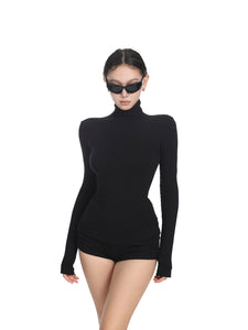 mockneck slim-fit long-sleeve T-shirt