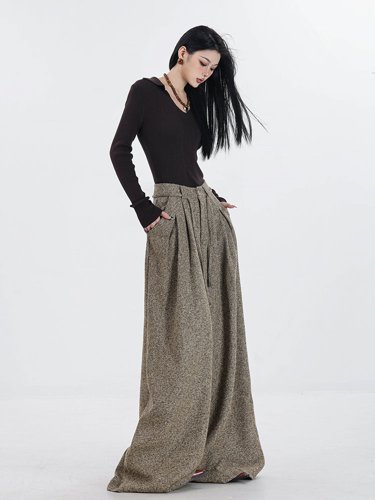 Memory Fragments - Woolen Wide-Leg Pants