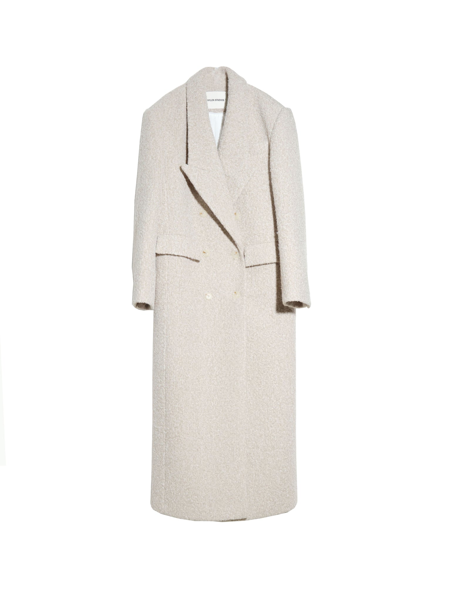 Urban Street Style Off-White Eco-Friendly Woolen Extra-Long Coat