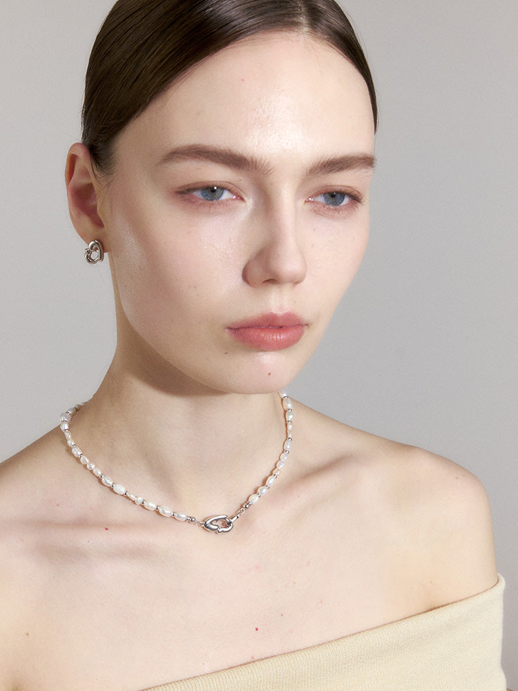 Baroque pearl sterling silver necklace