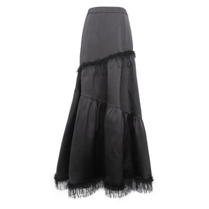 Tassel Mopping A-line Irregular Maxi Skirt