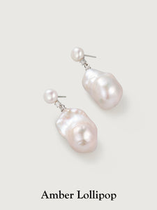 Natural Large Baroque Pearl Earrings