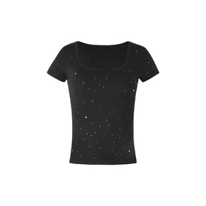 U-neck straight shoulder short sleeve T-shirt