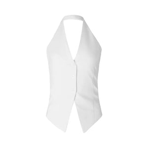 V-neck halter neck suit vest