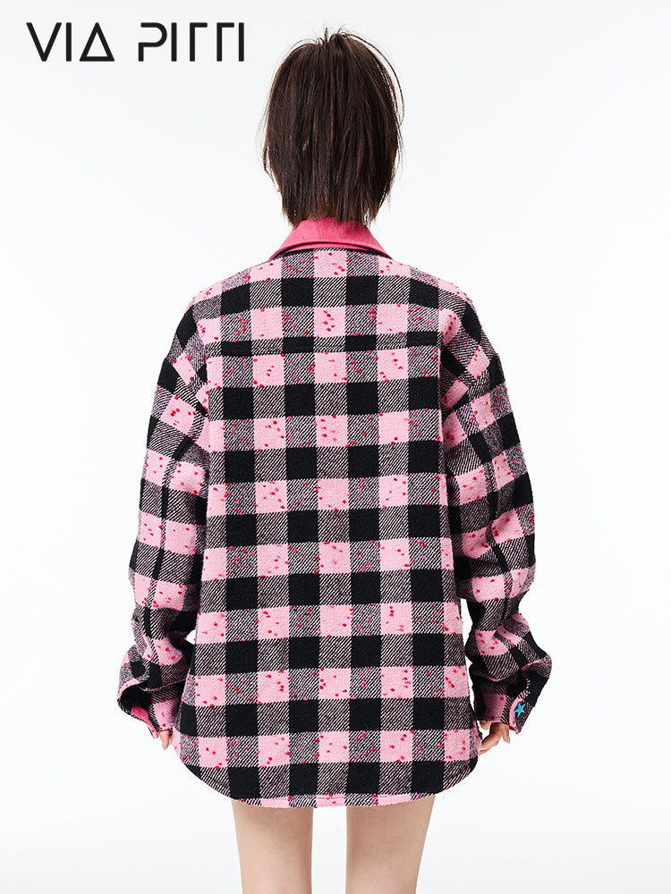 Star Contrasting Three-dimensional Grid Cotton Jacket