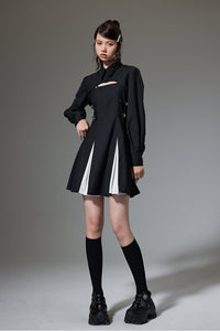 Sweet short jacket + suspender skirt two-piece set