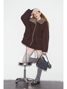 Faux Shearling Sweet Lazy Winter Style Fuzzy Coat