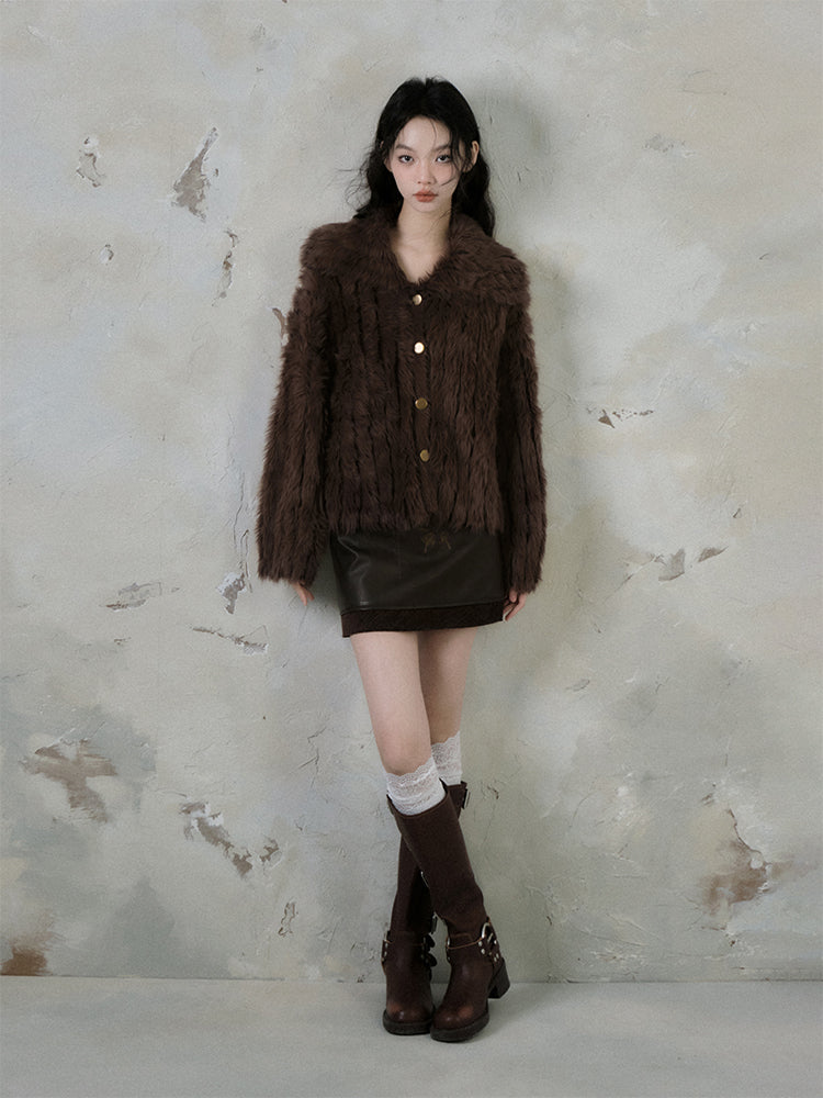 Faux Mink Cardigan Jacket