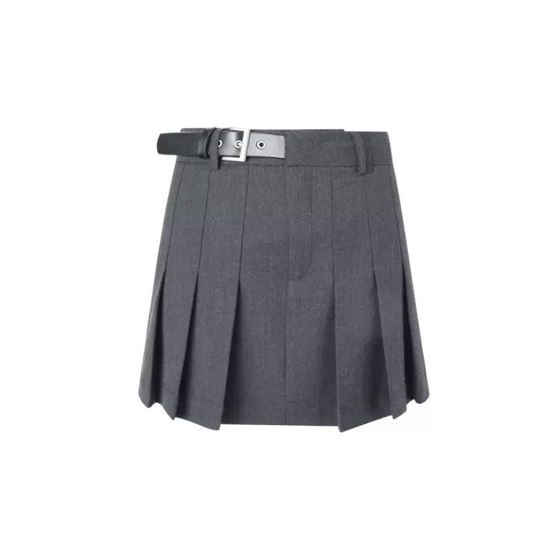 Grey pleated skirt suit