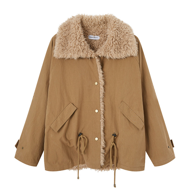 Faux Shearling Sweet Lazy Winter Style Fuzzy Coat