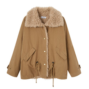 Faux Shearling Sweet Lazy Winter Style Fuzzy Coat