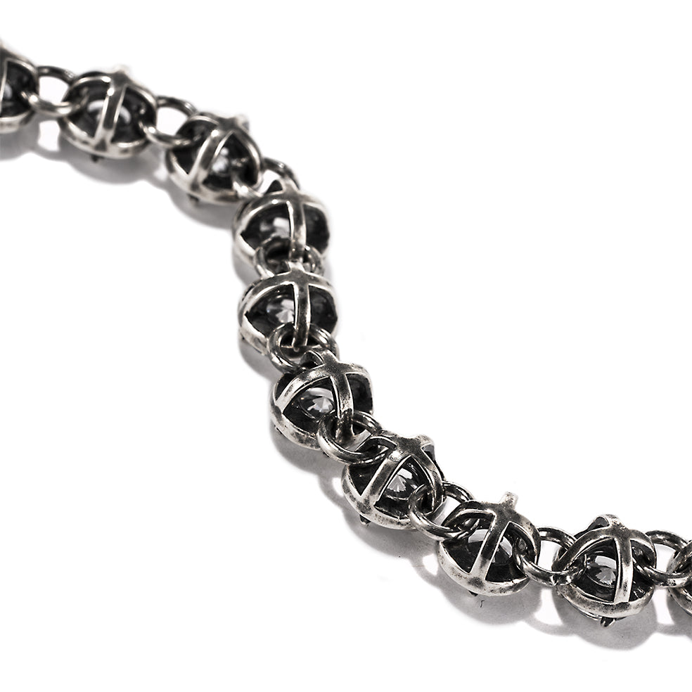 Full zirconium stacking sterling silver bracelet