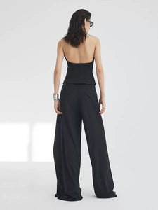 Diagonal staggered loose culottes trousers