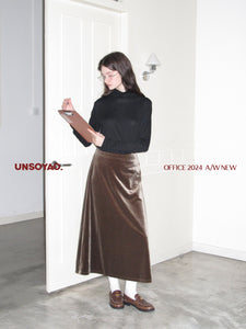 Versatile Slimming Elastic Waist Stretch Velvet Long Skirt