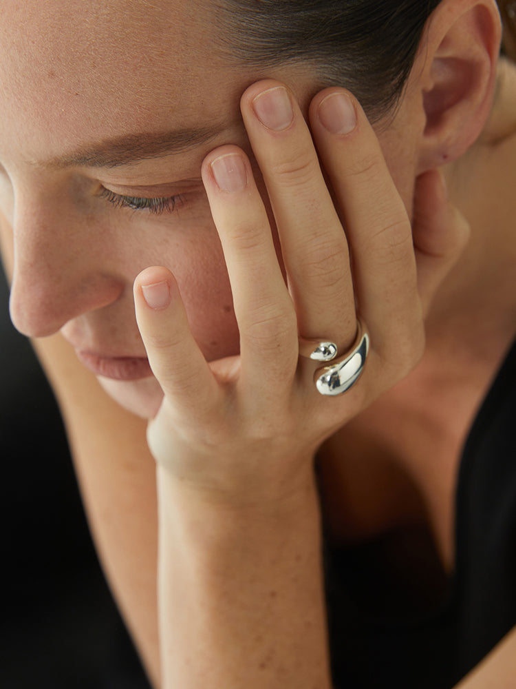 Teardrop Plain Silver Ring