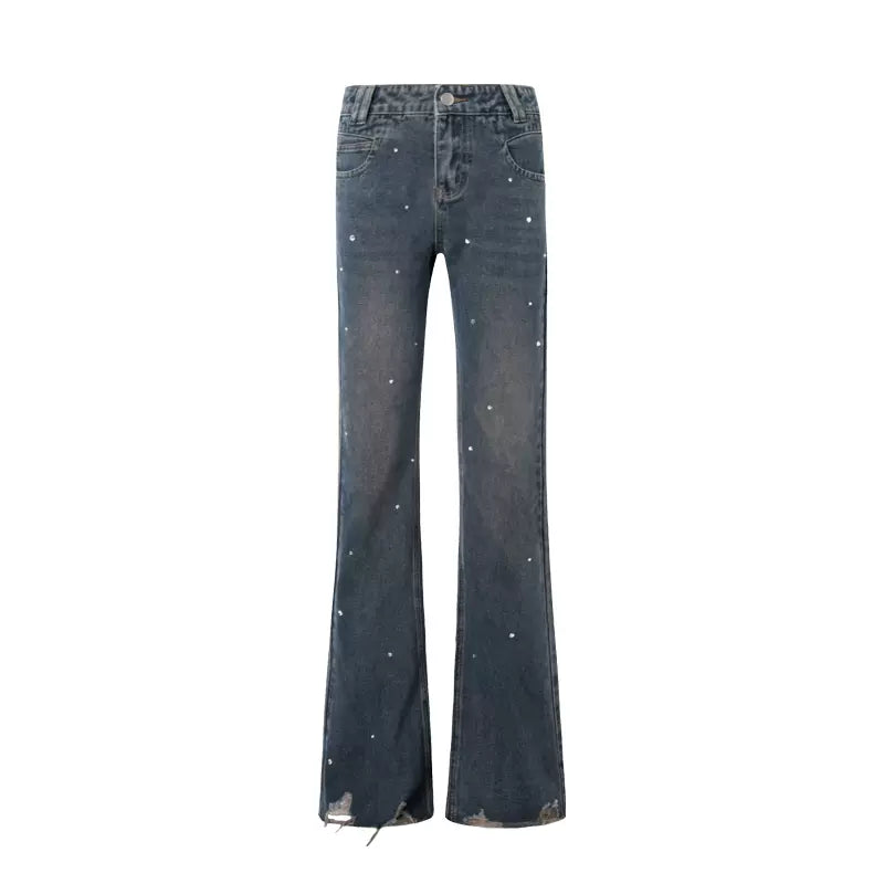 Vintage Washed Blue Flared Jeans